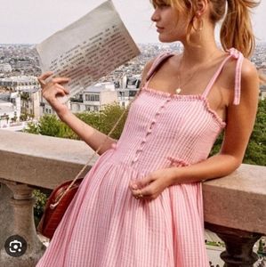 Sezane Robe Juliette Rose/Ecru